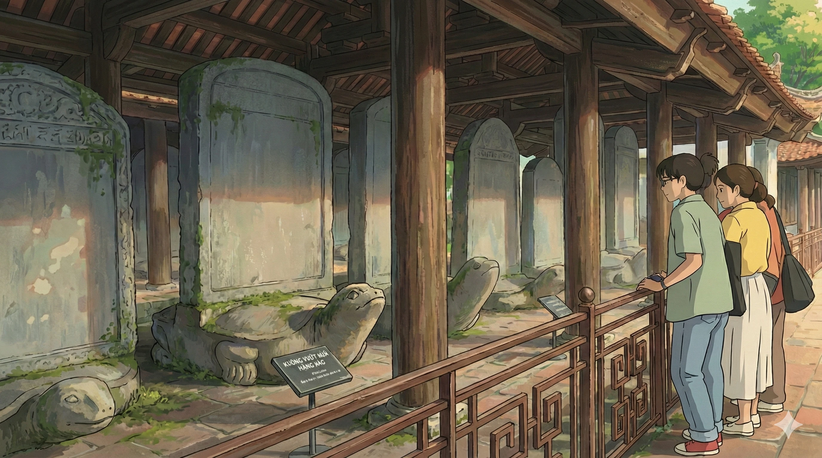 Stone turtles and steles at Hanoi's Temple of Literature, engraved with names of scholars who passed imperial examinations centuries ago