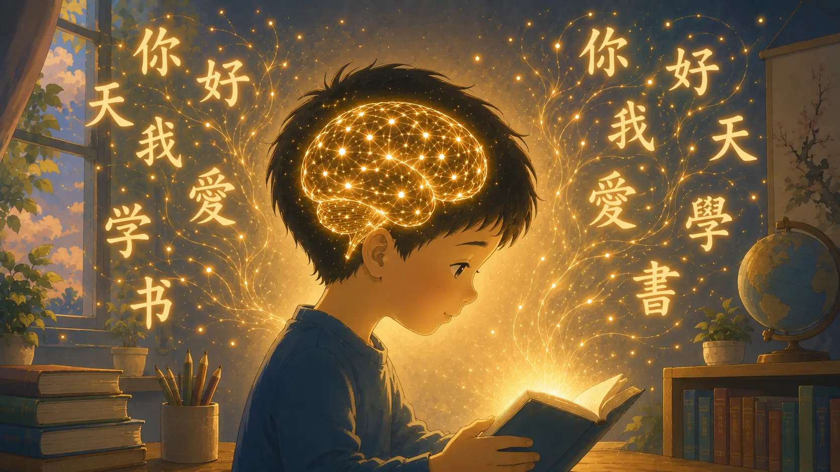 兒童大腦中的語言路徑亮起，象徵語言習得的關鍵期